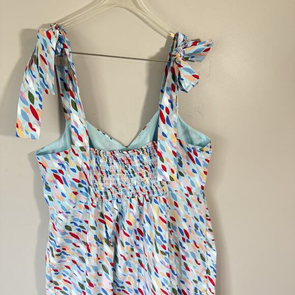Eloquii Tie Shoulder Midi Dress Blue Multicolored Plus Size 18 Spring Summer New - Picture 6 of 8